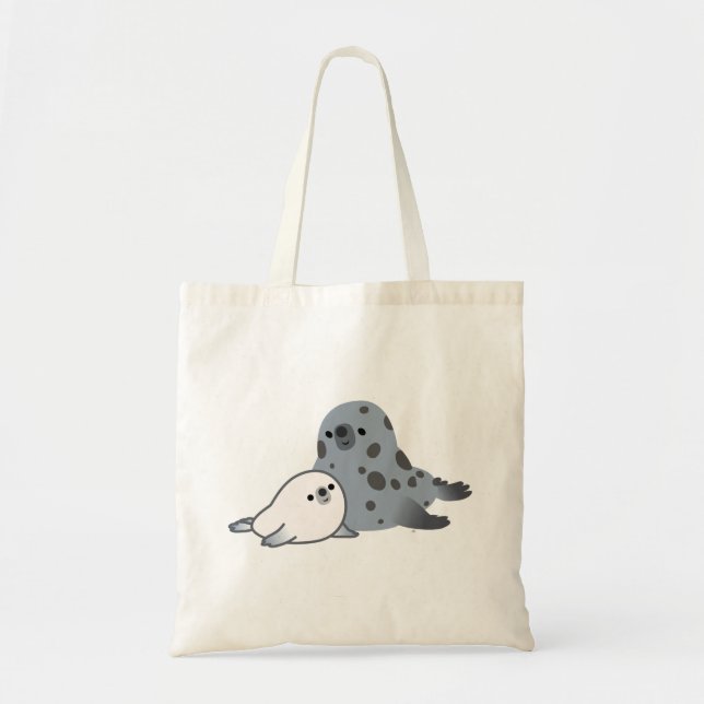 Cute Cartoon Mother Seal And Pup Bag (Front)