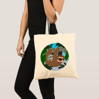 Cute Cartoon Mother Sloth And Baby Tote Bag
