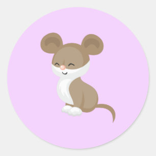 Cute Cartoon Mouse Classic Round Sticker