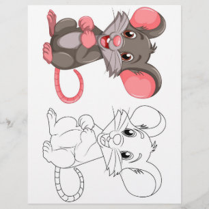 Cute Cartoon mouse colouring page