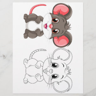 Cute cartoon mouse colouring page