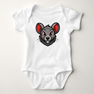 Cute Cartoon Mouse Face Baby T-Shirt  Bodysuit
