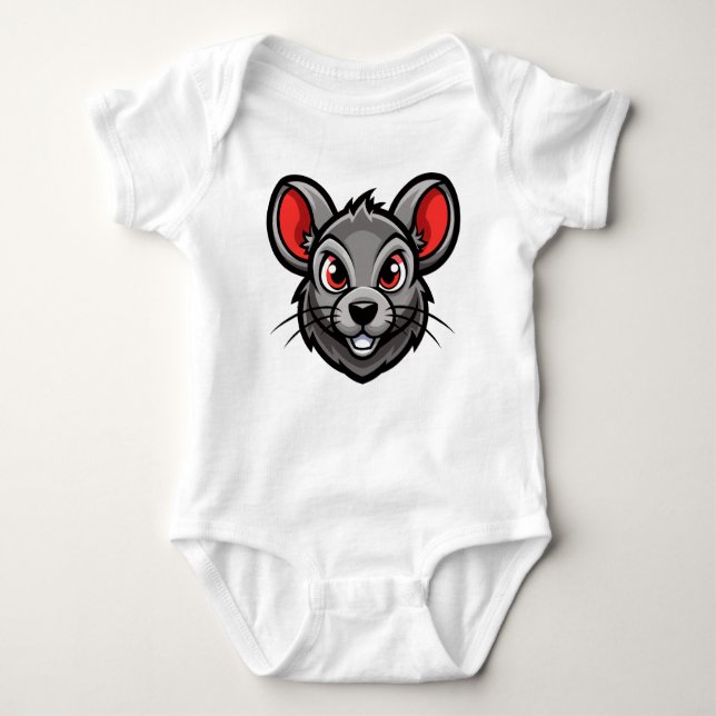 Cute Cartoon Mouse Face Baby T-Shirt  Bodysuit (Front)