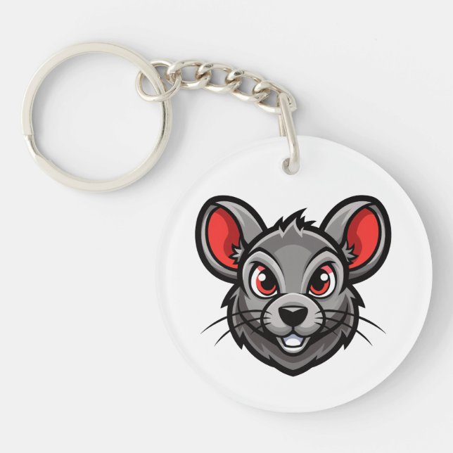 Cute Cartoon Mouse Face Keychain – Adorable Animal (Front)