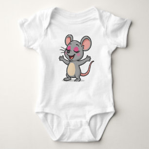 Cute Cartoon Mouse Putting on Makeup Baby Bodysuit