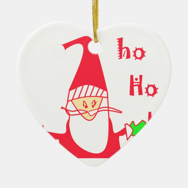 Cute Cartoon Mouse Santa Collection. Ceramic Tree Decoration (Front)