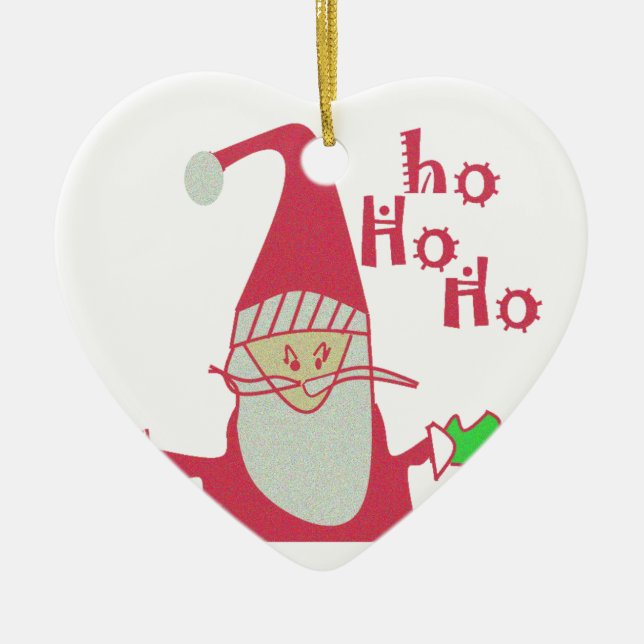 Cute Cartoon Mouse Santa Collection. Ceramic Tree Decoration (Front)