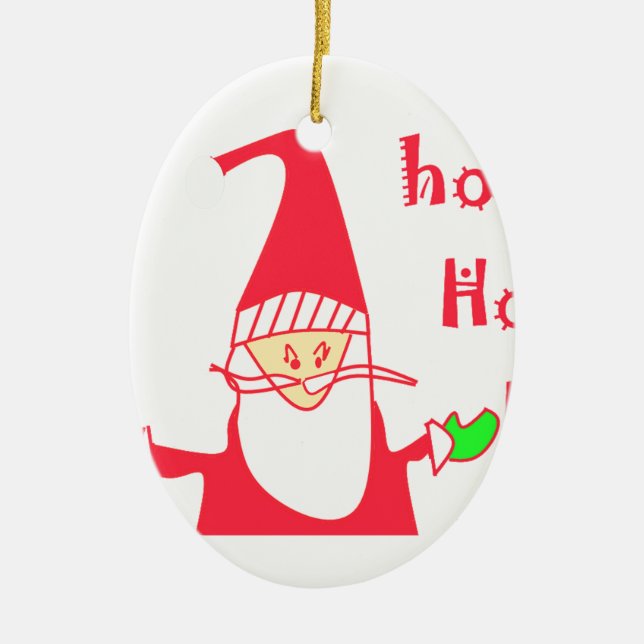 Cute Cartoon Mouse Santa Collection. Ceramic Tree Decoration (Front)