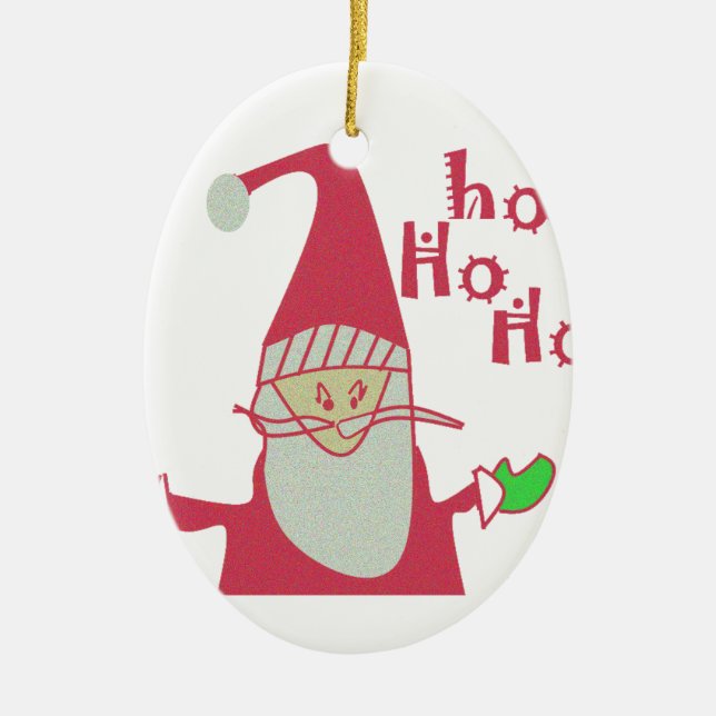 Cute Cartoon Mouse Santa Collection. Ceramic Tree Decoration (Front)