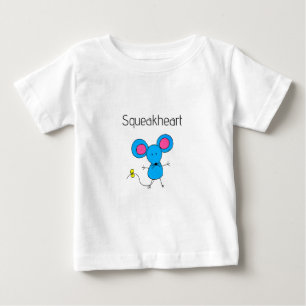 Cute Cartoon Mouse Squeakheart Funny Pun Baby T-Shirt