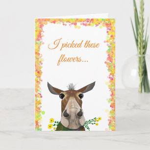 Cute Cartoon Mule with Flowers Mother's Day Card