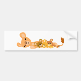 Cute Cartoon Mum Lion and Cubs Bumper Sticker