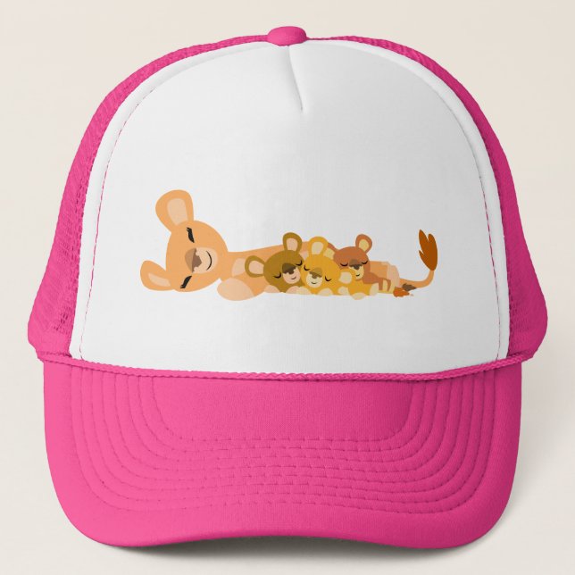Cute Cartoon Mum Lion and Cubs Hat (Front)