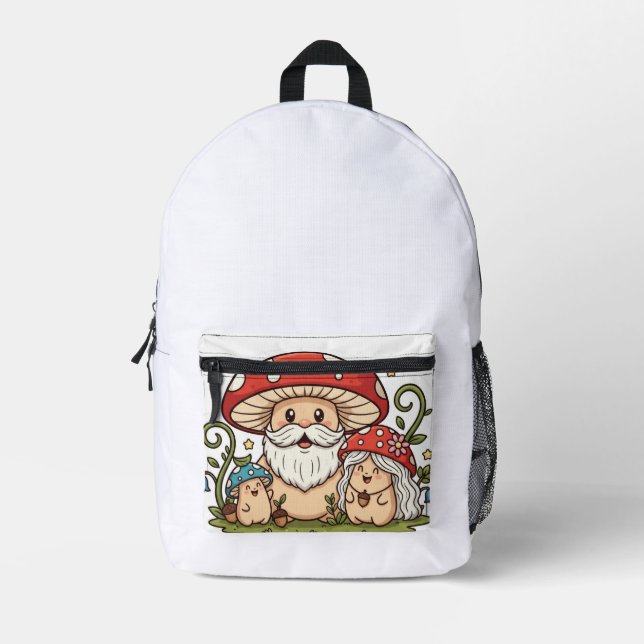 Cute cartoon mushroom family Printed Backpack (Front)