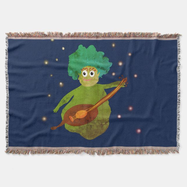 Cute Cartoon MusicianThrow Blanket (Front)