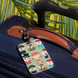 Cute Cartoon Nerds & Geeks Glasses Pattern Clipbo Luggage Tag