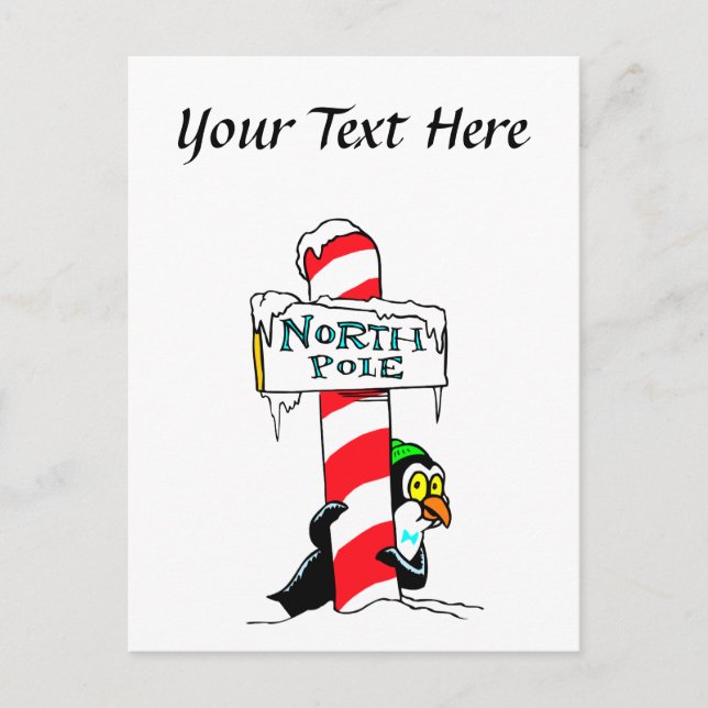 Cute Cartoon North Pole Penguin Postcard (Front)