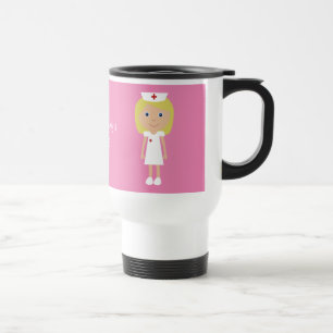 Cute Cartoon Nurse Personalised Travel Mug