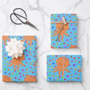 Cute Cartoon Octopus Confetti Pattern Wrapping Paper Sheet