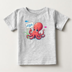 Cute, cartoon octopus with fish baby T-Shirt