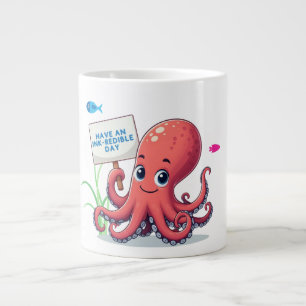 Cute, cartoon octopus with fish large coffee mug