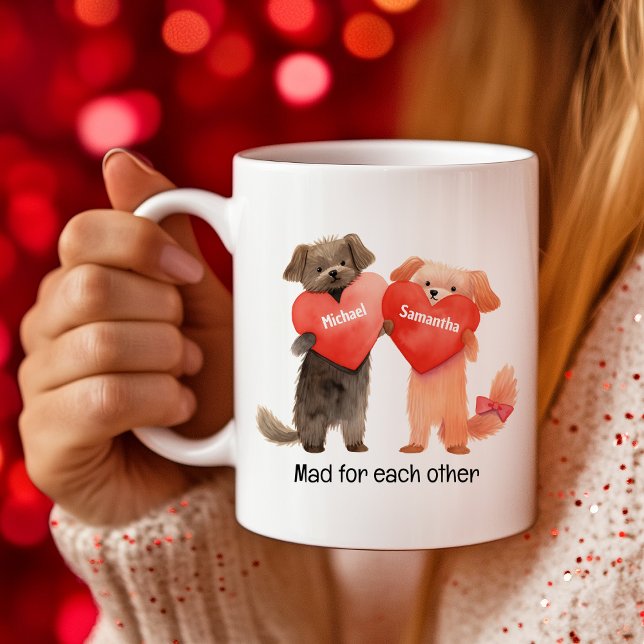 Cute Cartoon of Puppy Holding Hearts Valentine Coffee Mug (Cute Cartoon of Puppy Holding Hearts Valentine Coffee Mug)
