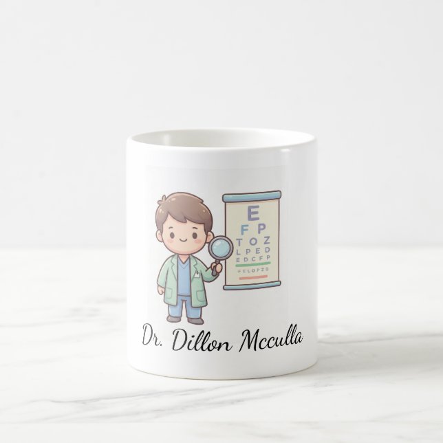 Cute Cartoon Optometrist Mug Design – Eye Chart &  (Center)