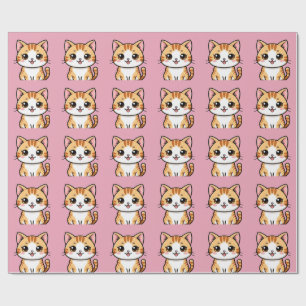 Cute Cartoon Orange Cat 🐱✨ Cosy Nursery Decor Wrapping Paper