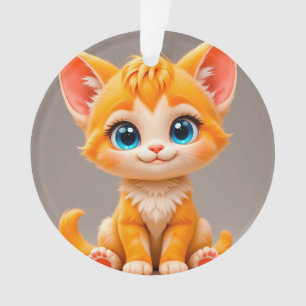 Cute Cartoon Orange Kitten Ornament