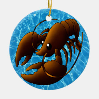 Cute Cartoon Orange Lobster Ceramic Tree Decoration