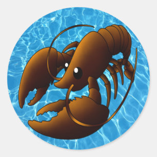 Cute Cartoon Orange Lobster Classic Round Sticker