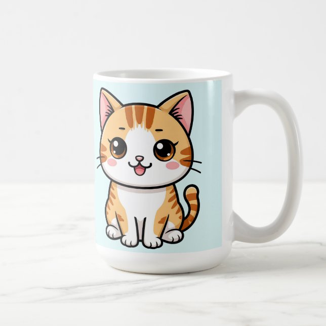 Cute Cartoon Orange Tabby Cat Coffee Mug (Right)