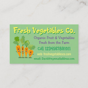 Cute cartoon organic vegetable fruit grower business card