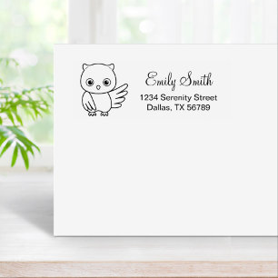 Cute Cartoon Owl Address Rubber Stamp