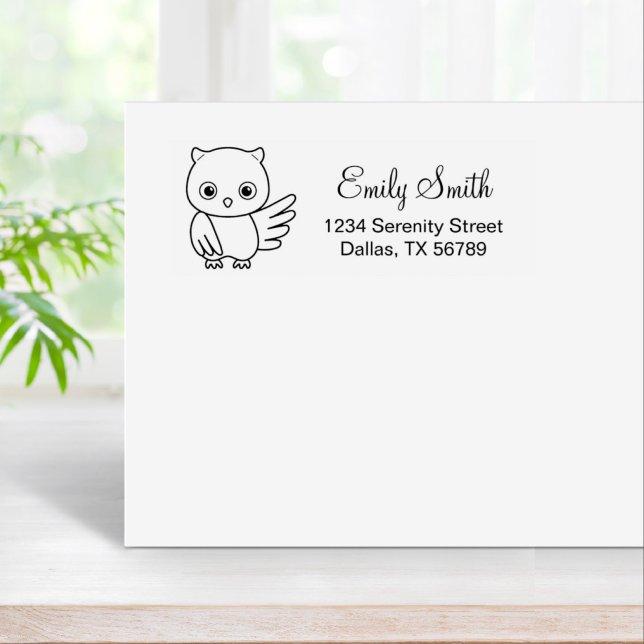Cute Cartoon Owl Address Rubber Stamp (Creator Uploaded)