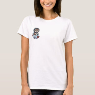Cute Cartoon Owl Astronaut Piloting a Retro Rocket T-Shirt