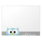 Cute Cartoon Owl - Blue and Grey Custom Name