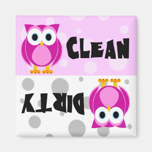 Cute Cartoon Owl Clean / Dirty Dishwasher Magnet