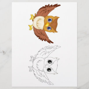 Cute Cartoon owl colouring page for kids 