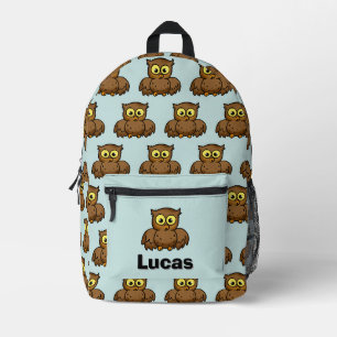 Cute Cartoon Owl Custom Name Printed Backpack