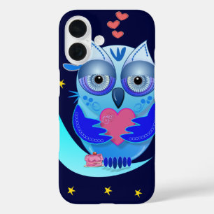Cute cartoon owl in love case