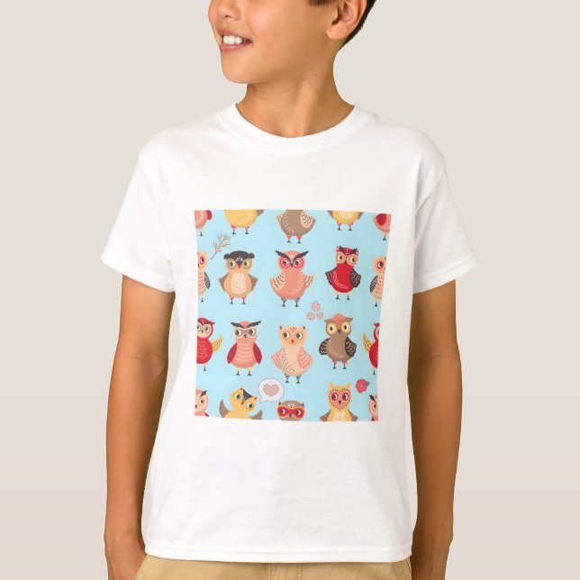 cute cartoon owl pattern T-Shirt (Front)