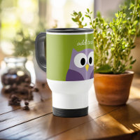 Cute Cartoon Owl Purple and Pistachio Custom Name