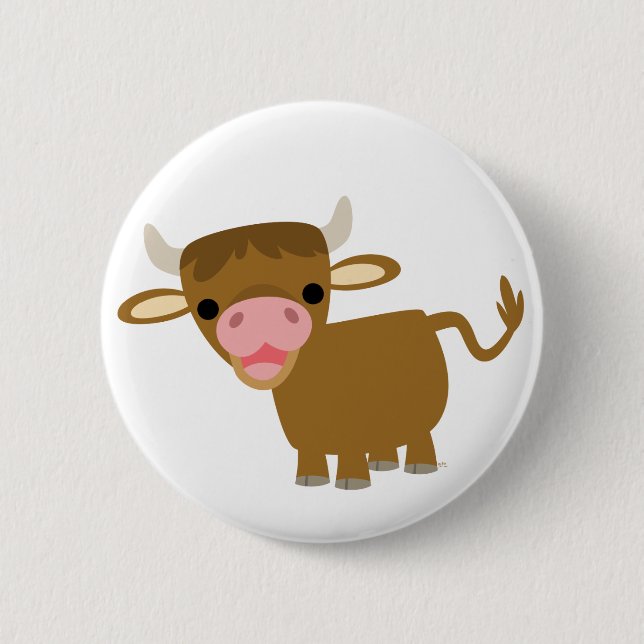 Cute Cartoon Ox button badge (Front)