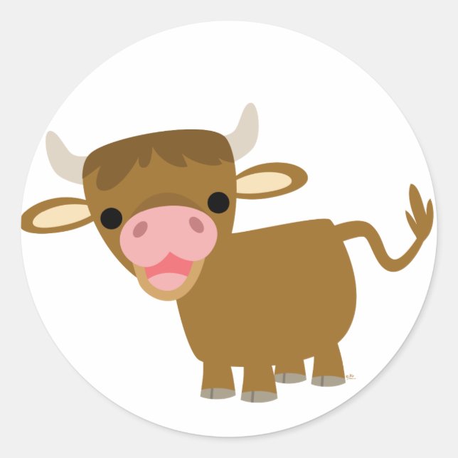 Cute Cartoon Ox sticker (Front)