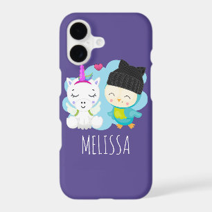Cute Cartoon Pals - Happy Unicorn & Bird