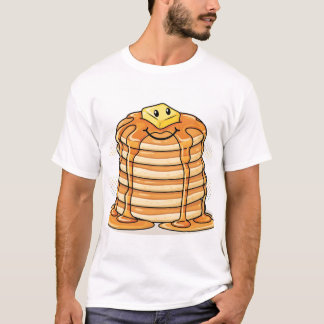 Cute Cartoon Pancake Stack with Smiling Face and S T-Shirt