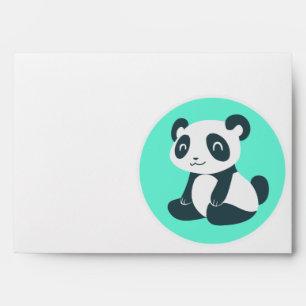 Cute Cartoon Panda Aqua Envelope