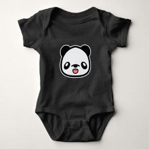 Cute Cartoon Panda Bear Face Baby Bodysuit