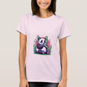 Cute Cartoon Panda Eating Bamboo T-Shirt